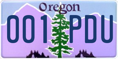 OR license plate 001PDU