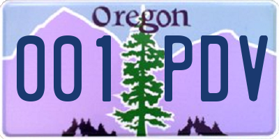 OR license plate 001PDV