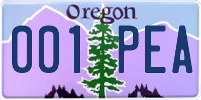 OR license plate 001PEA