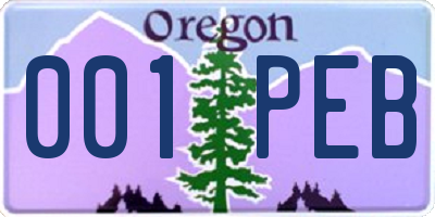 OR license plate 001PEB