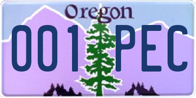 OR license plate 001PEC