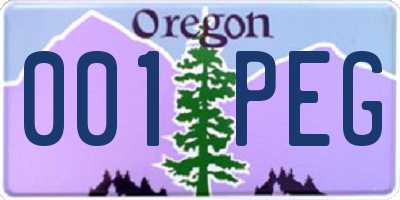 OR license plate 001PEG