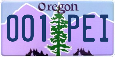 OR license plate 001PEI