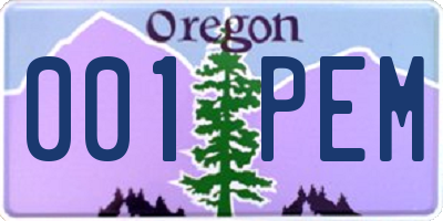 OR license plate 001PEM