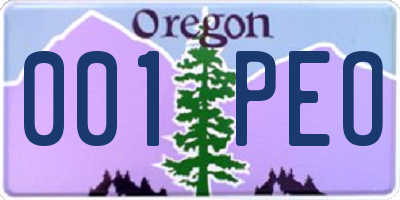 OR license plate 001PEO