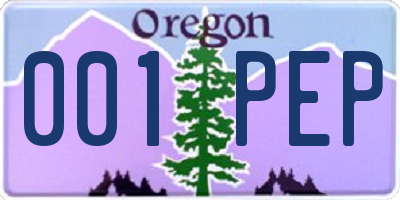 OR license plate 001PEP