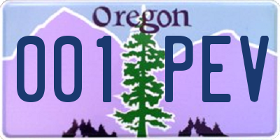 OR license plate 001PEV