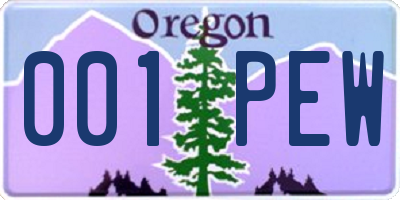 OR license plate 001PEW