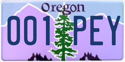 OR license plate 001PEY