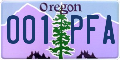 OR license plate 001PFA