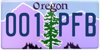 OR license plate 001PFB