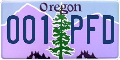 OR license plate 001PFD