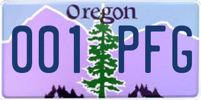 OR license plate 001PFG