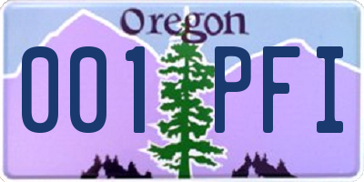 OR license plate 001PFI