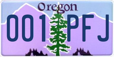 OR license plate 001PFJ