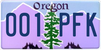 OR license plate 001PFK