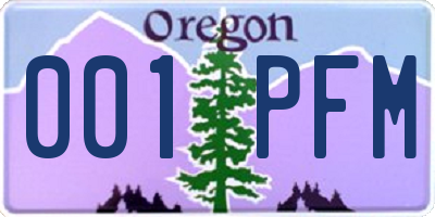 OR license plate 001PFM