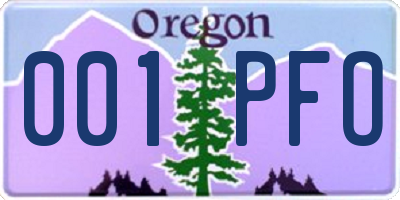 OR license plate 001PFO