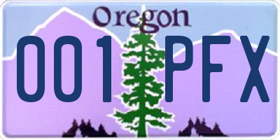 OR license plate 001PFX