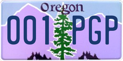 OR license plate 001PGP