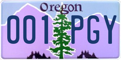 OR license plate 001PGY