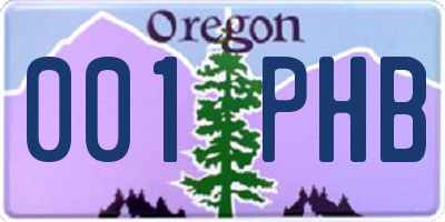 OR license plate 001PHB