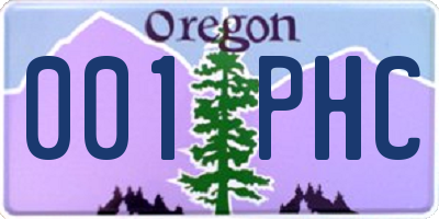 OR license plate 001PHC