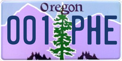 OR license plate 001PHE