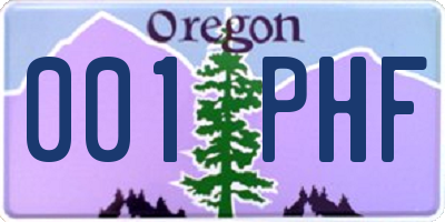 OR license plate 001PHF