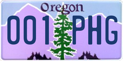 OR license plate 001PHG