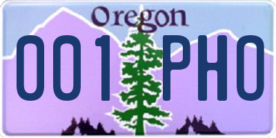 OR license plate 001PHO