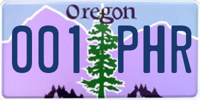 OR license plate 001PHR