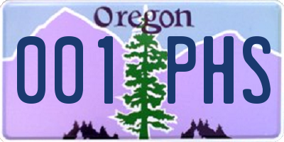 OR license plate 001PHS