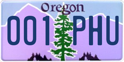 OR license plate 001PHU