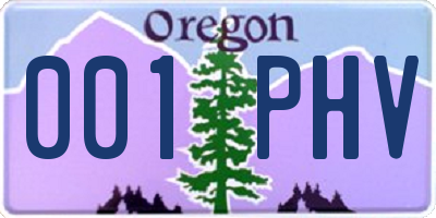 OR license plate 001PHV