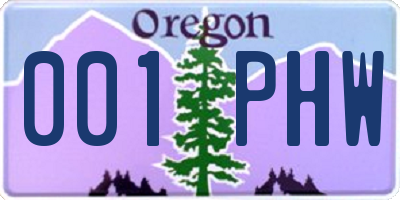 OR license plate 001PHW