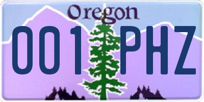 OR license plate 001PHZ
