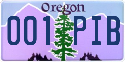 OR license plate 001PIB