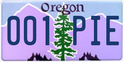 OR license plate 001PIE