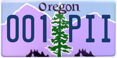 OR license plate 001PII