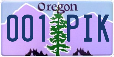 OR license plate 001PIK