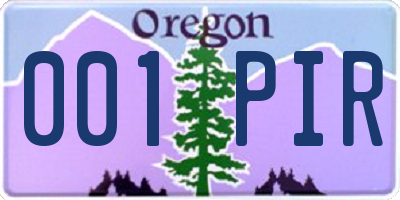 OR license plate 001PIR