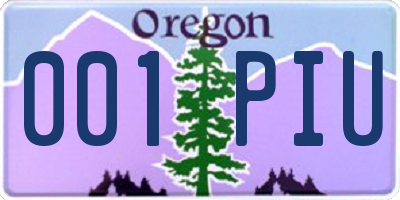 OR license plate 001PIU