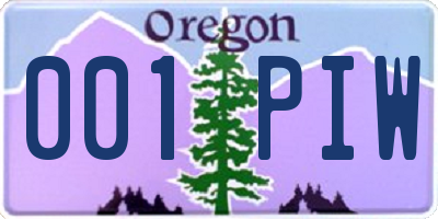 OR license plate 001PIW