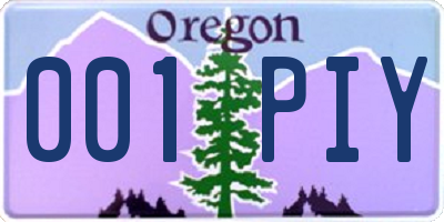 OR license plate 001PIY