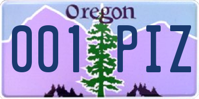 OR license plate 001PIZ