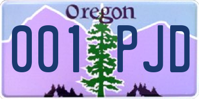 OR license plate 001PJD