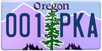 OR license plate 001PKA