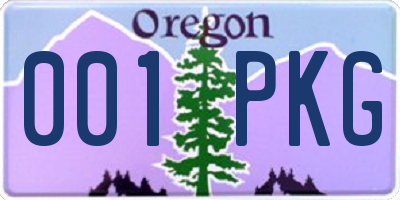 OR license plate 001PKG