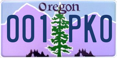 OR license plate 001PKO